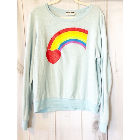 Dream Scene Rainbow Bright blue Pullover Sweatshirt S - Picture 2 of 11